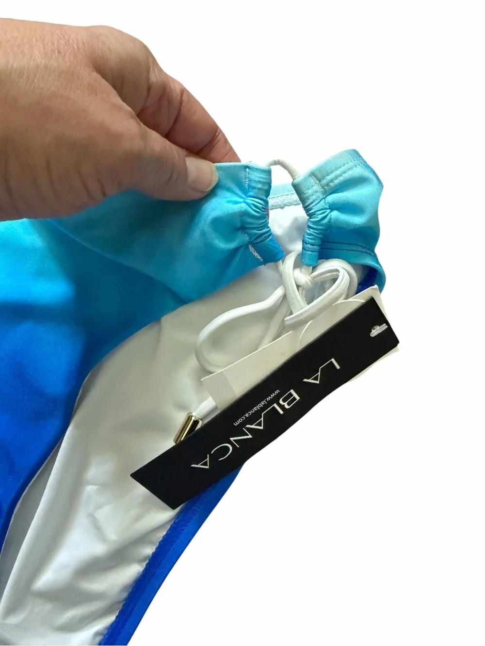 La Blanca Ocean Oasis Sapphire Blue Side Tie Hipster Swim Bottoms Size 16 NWT
